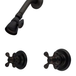 COPY - Kingston Brass KB245AX Twin Handle Tub and Shower Faucet with Decor Cross